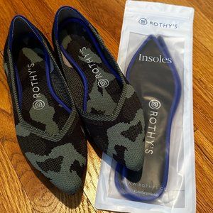 Rothy's The Point Olive Camo with Extra Insoles!